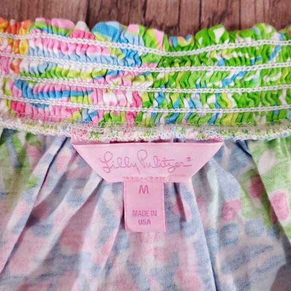 Lilly Pulitzer Almeria Womens Medium Lovers Coral Stretch Off the Shoulder Top - Picture 6 of 11